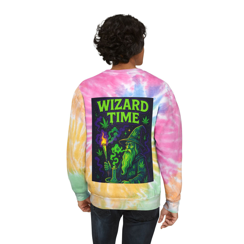 Colorful Wizard Time Tie-Dye Sweatshirt, Unisex Cozy Top, Casual Wear, Festival Outfit, Hippie Gift, Summer Style
