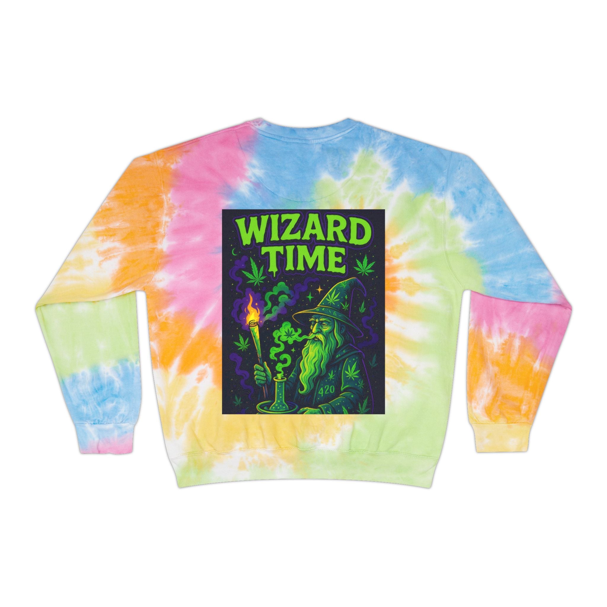Colorful Wizard Time Tie-Dye Sweatshirt, Unisex Cozy Top, Casual Wear, Festival Outfit, Hippie Gift, Summer Style
